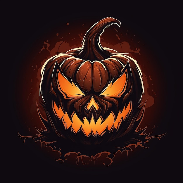 Le logo de la citrouille d'Halloween effrayant et amusant