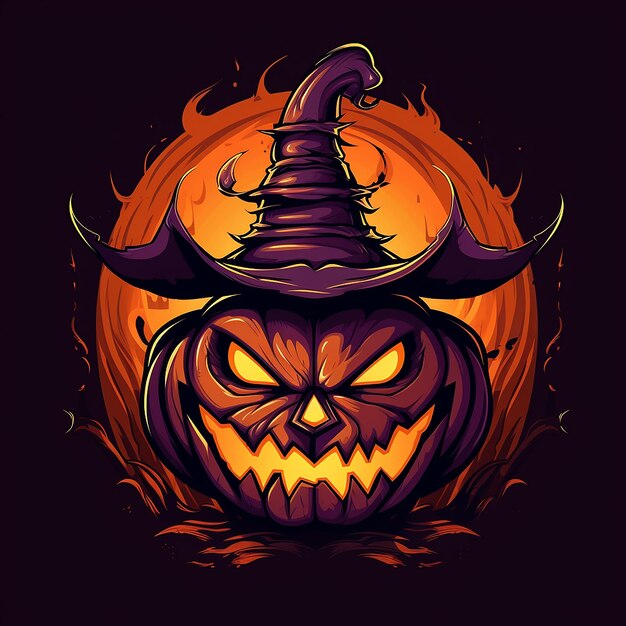Photo le logo de la citrouille d'halloween effrayant et amusant
