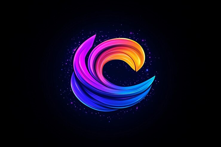 Photo un logo coloré avec un tourbillon de couleurs dessus