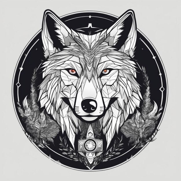 Logo complexe de loup fractal Mélange unique d'art et de marque