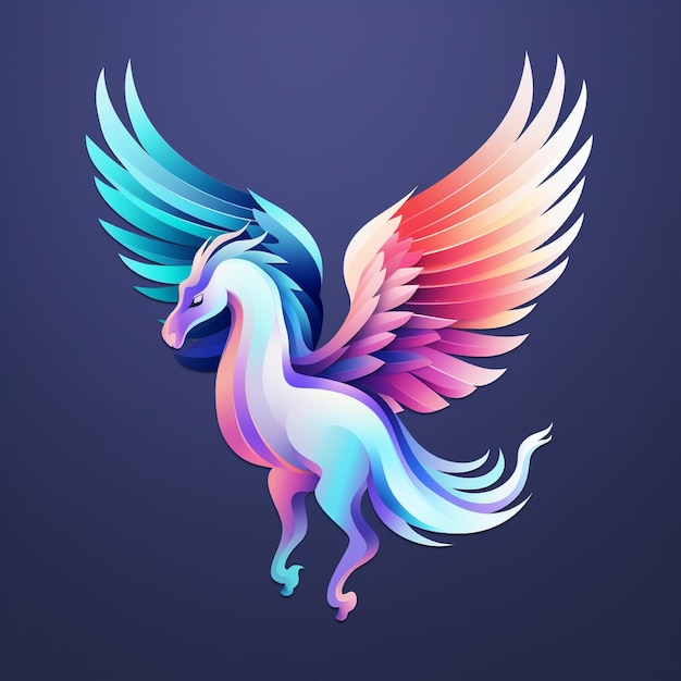 Logo de couleur en gradient de Pegasus avec des détails