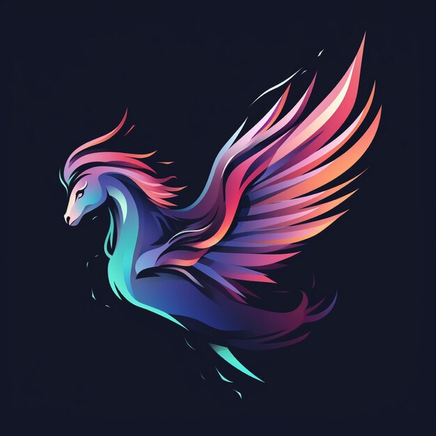 Logo de couleur en gradient de Pegasus avec des détails