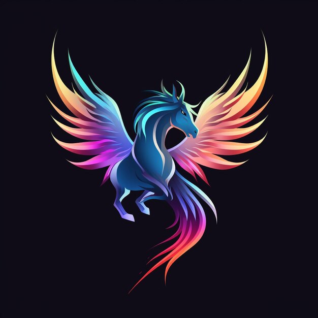 Photo logo de couleur en gradient de pegasus avec des détails