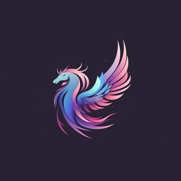 Logo de couleur en gradient de Pegasus avec des détails