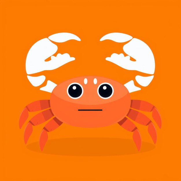 Photo logo de crabe de dessin animé art de jeu 2d vibrant avec une forte expression faciale