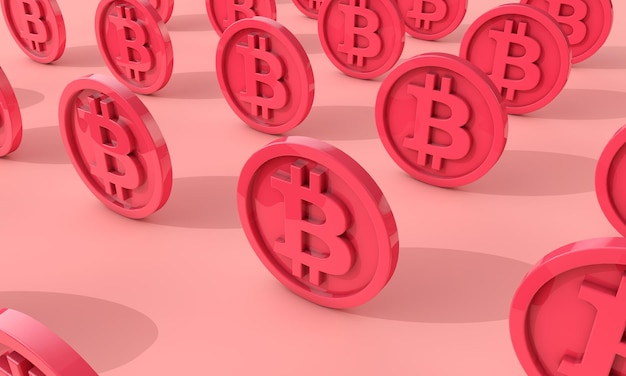 Logo de crypto-monnaie Bitcoin blockchain sur un rendu de pièce d