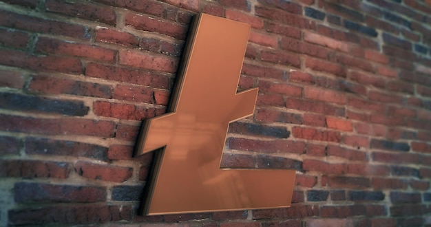 Logo de crypto-monnaie Litecoin coin 3d sur fond de mur texturé