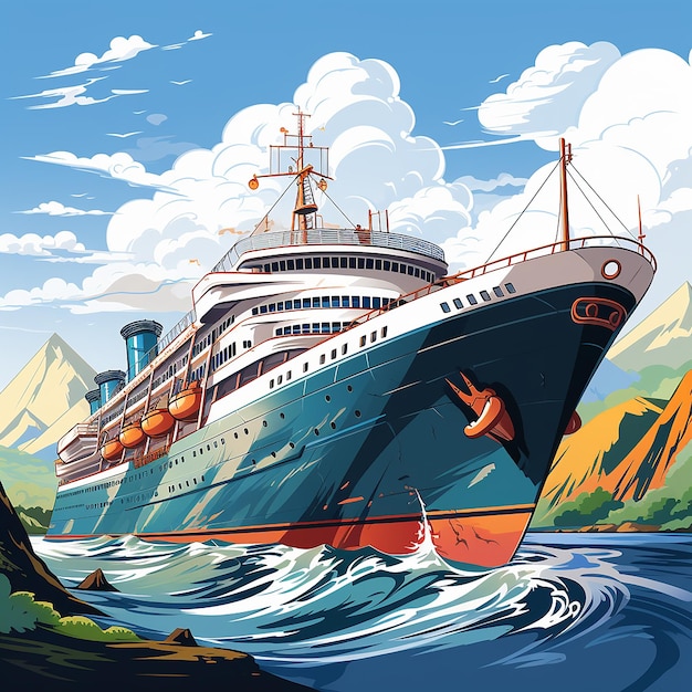 Photo logo de dessin animé de bateau de croisière