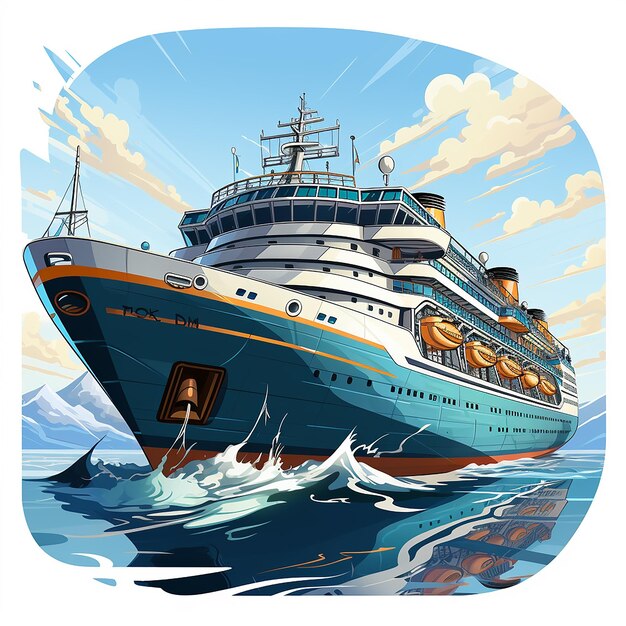 Photo logo de dessin animé de bateau de croisière