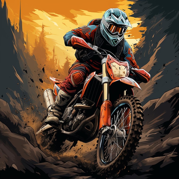 logo de dessin animé de motocross