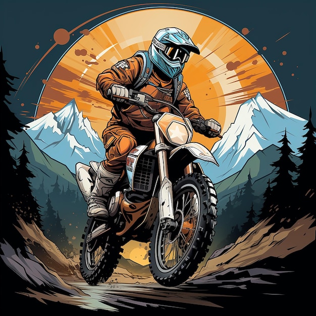 logo de dessin animé de motocross