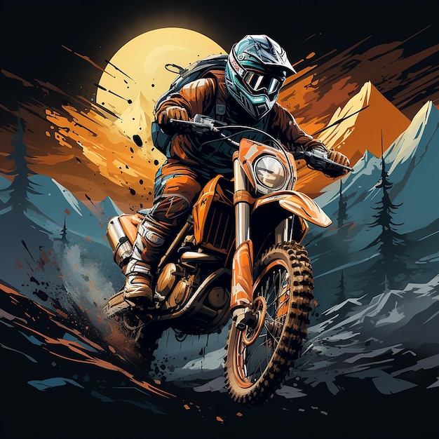 logo de dessin animé de motocross