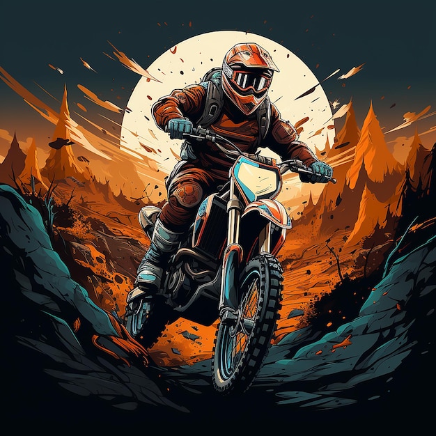 logo de dessin animé de motocross