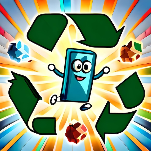 Logo de dessin animé de recyclage