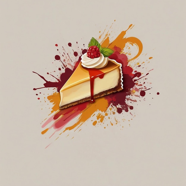 Logo de dessin de style japonais d'une illustration de gâteau au fromage vectoriel avec la couleur rouge et orange