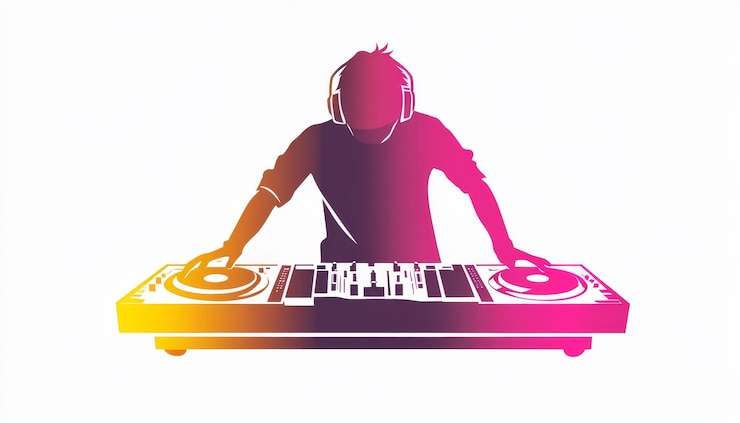 Photo logo de dj cool sur un fond blanc