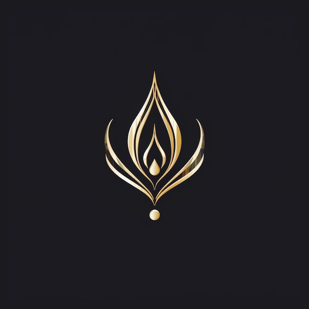 un logo doré avec une fleur sur fond noir ai générative