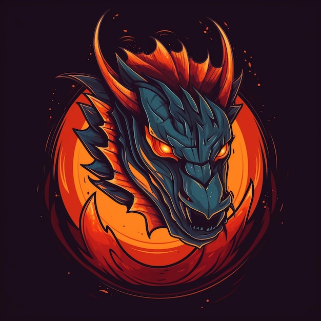 Logo de dragon de dessin animé pour une marque de jeux