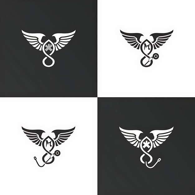 Logo du badge du prix médical et de santé avec Caduceus et St Creative Design Simple Tattoo Art CNC