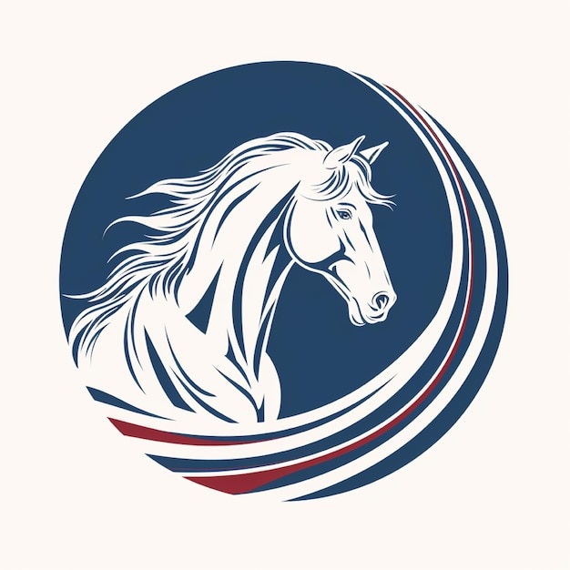 Le logo du cheval est entouré de lignes