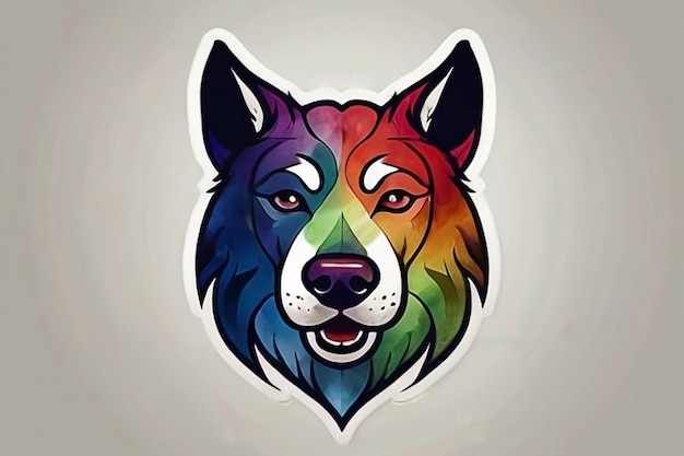 Le logo du chien est peint en aquarelle colorée.