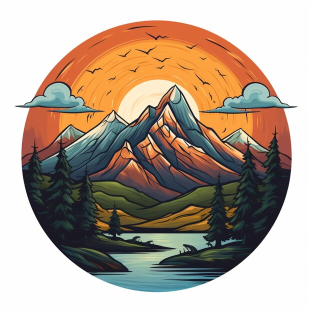 logo du dessin animé de montagne