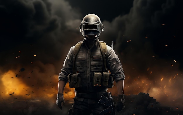 Logo du jeu PUBG avec homme en costume