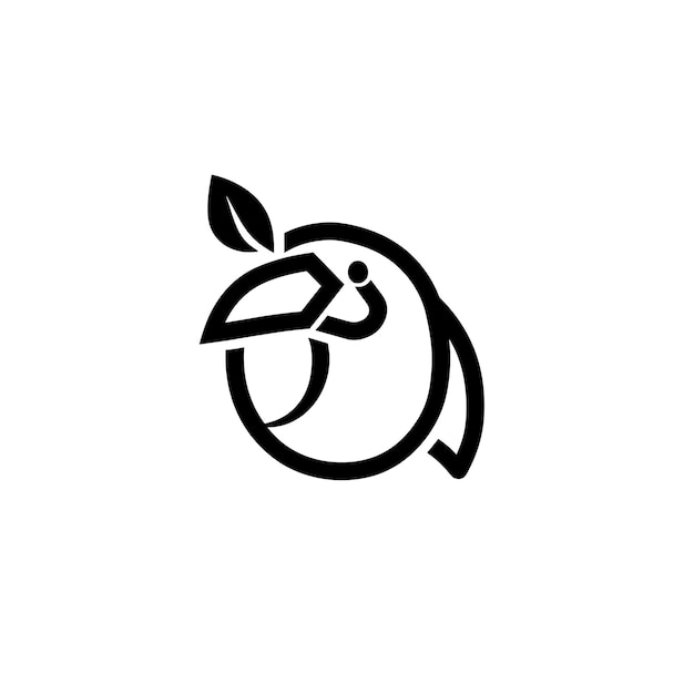 Photo logo du jus de goyave avec une goyave et une icône de toucan logo style e idée créative tinte de tatouage concept cnc