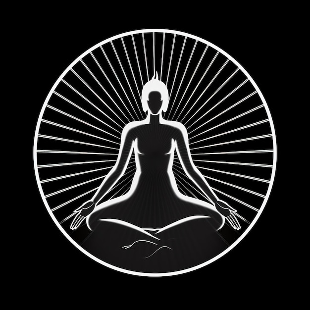 Logo du logo de fleur de Lotus Yoga avec silhouette humaine Ai généré