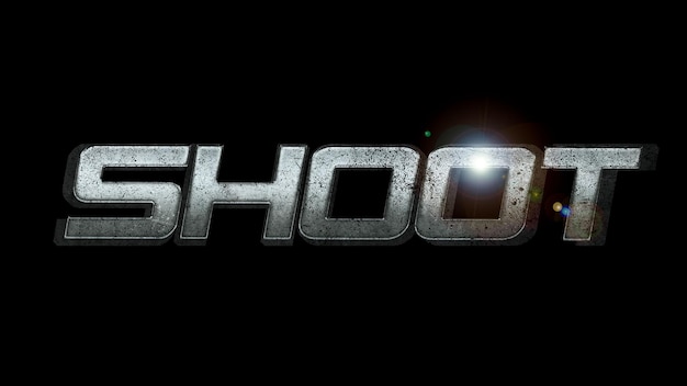 Logo du nom de Shoots, création de texte argent Shoot 3d.