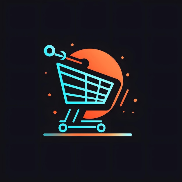Photo logo du panier sur fond noir isolé black friday cyber monday illustration publicitaire de bannière l'atmosphère du shopping et des promotions