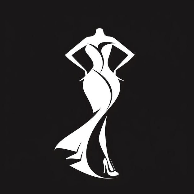 Logo du prix du jeu de mode avec une robe et un talon haut pour le déc Creative Simple Design Tattoo CNC Art