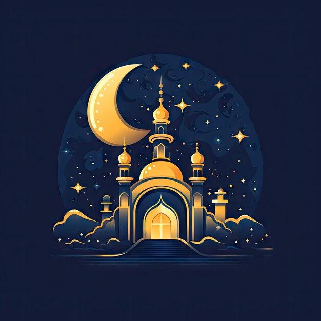 logo du ramadan lampe de la mosquée croix de lune musulmane