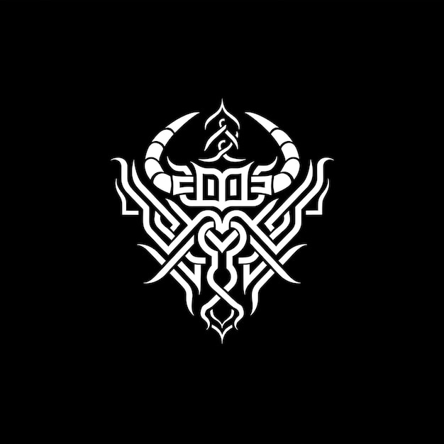 Le logo du symbole du clan des Minotaures mystiques avec la tête du Minotaure et le dessin de tatouage du logo Tr Creative