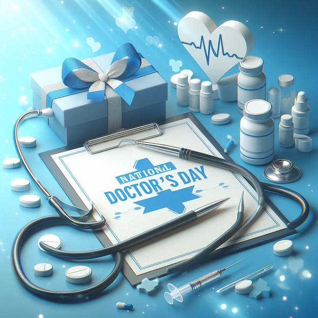 Photo logo du thème de la journée internationale des médecins image 3d photo célébrer la journée des médecins