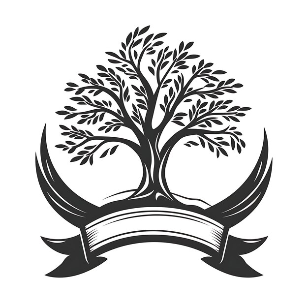 Logo élégant du prix de la conservation de la nature avec un arbre et Ribbo Creative Simple Design Tattoo Art CNC