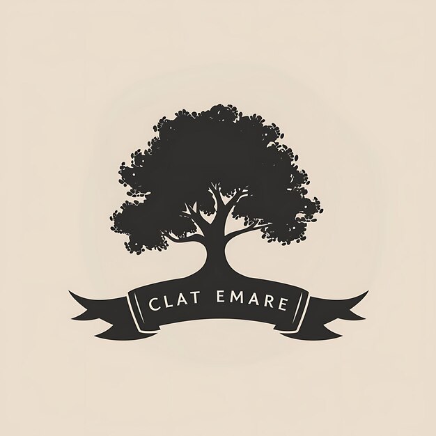 Logo élégant du prix de la conservation de la nature avec un arbre et Ribbo Creative Simple Design Tattoo Art CNC