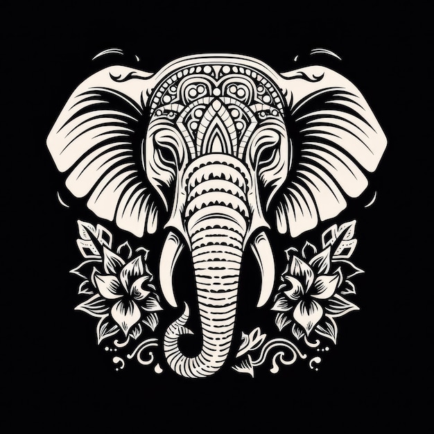 Logo éléphant noir et blanc généré par l'IA Image