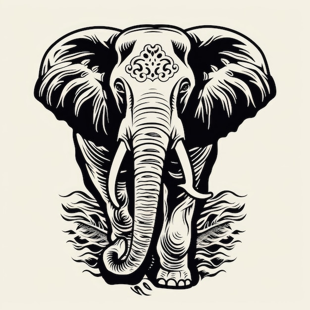Logo éléphant noir et blanc généré par l'IA Image