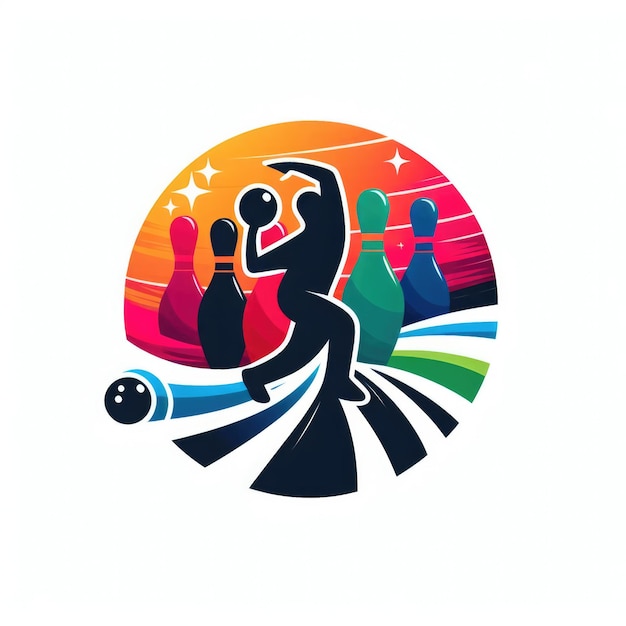 Un logo d'une équipe de bowling avec une balle de bowling