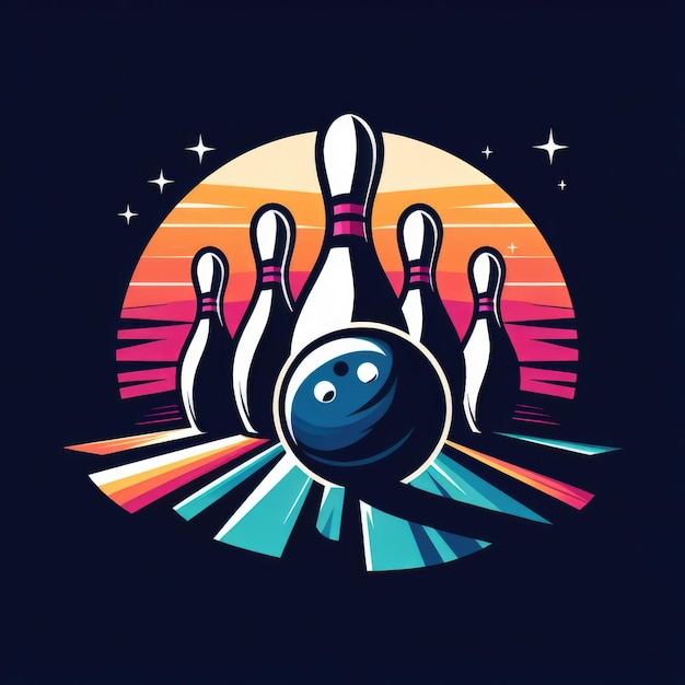 Un logo d'une équipe de bowling avec une balle de bowling