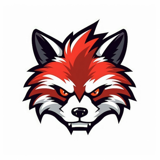 Logo Esports Panda rouge féroce sur fond blanc AI générative