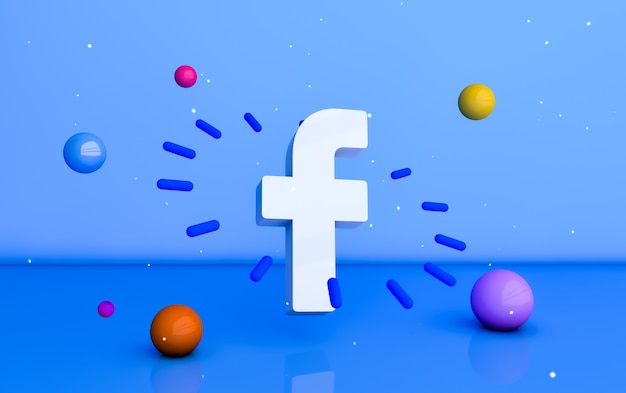 Logo Facebook avec éléments 3d