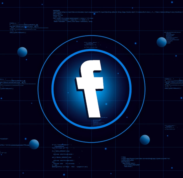 Logo Facebook sur fond de technologie réaliste