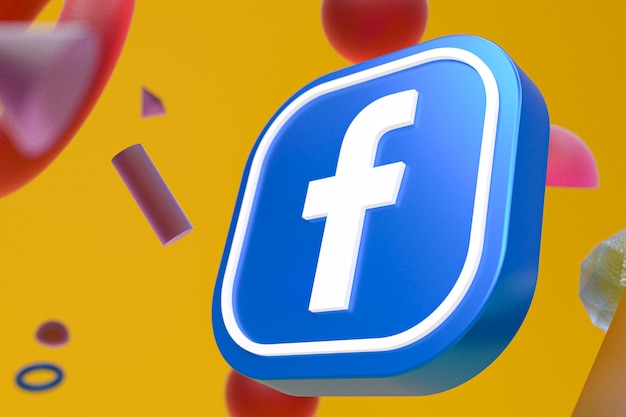 Logo Facebook avec des formes géométriques abstraites, rendu 3D