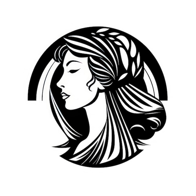 Logo de femme grecque noir et blanc généré par l'IA Image