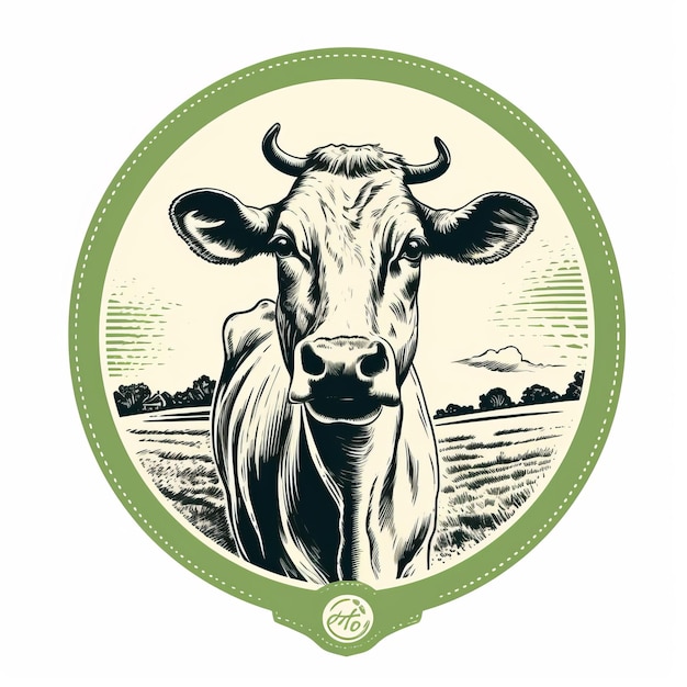 Photo logo d'une ferme biologique de style vintage avec une illustration d'animal hyperréaliste