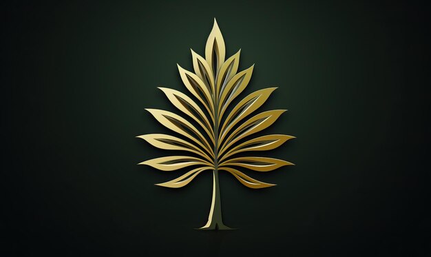 Logo de feuille verte sur un fond sombre Focus doux sélectif