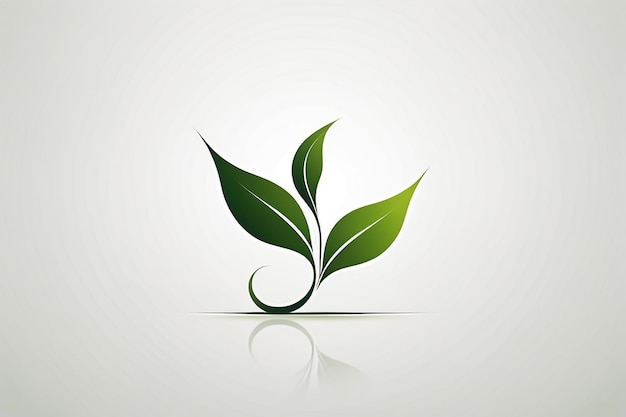Photo logo de feuille verte avec une forme simple et une veine dans un style minimaliste