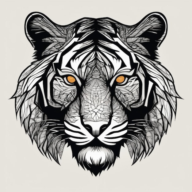 Logo Fractal Tiger complexe, mélange unique d'art et de marque